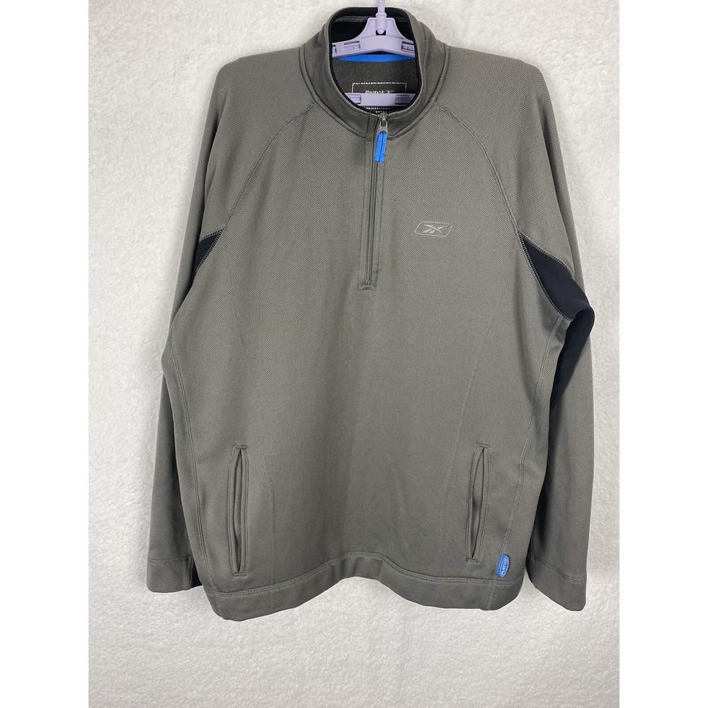 Mens Reebok Play Warm Performance 1/2 zip hooded Jacket coat Fleece Lined XL